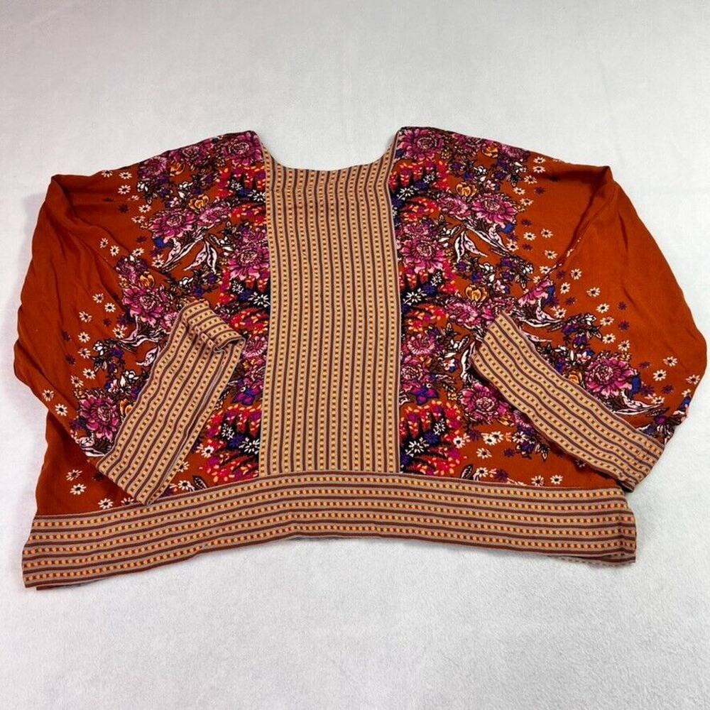 Free People Floral Boxy Peasant Boho Blouse in Rust - Picture 11 of 11